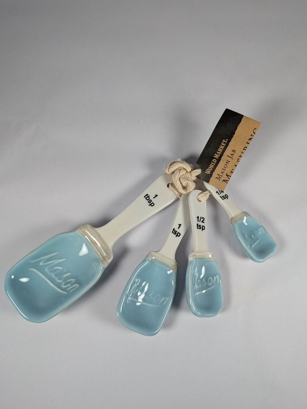 World Market Mason Light Blue Ceramic Measuring Spoon Set